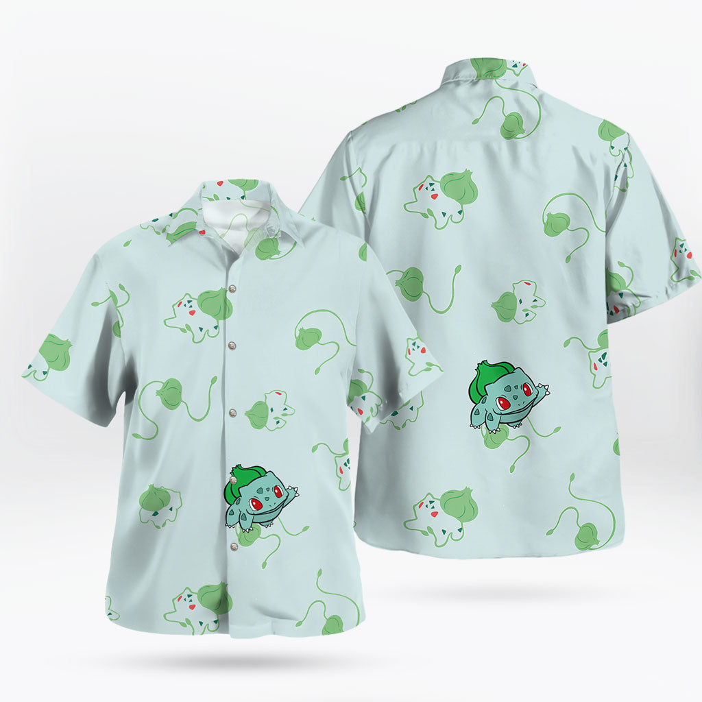 Cute Green Leaf Print Hawaiian Shirt