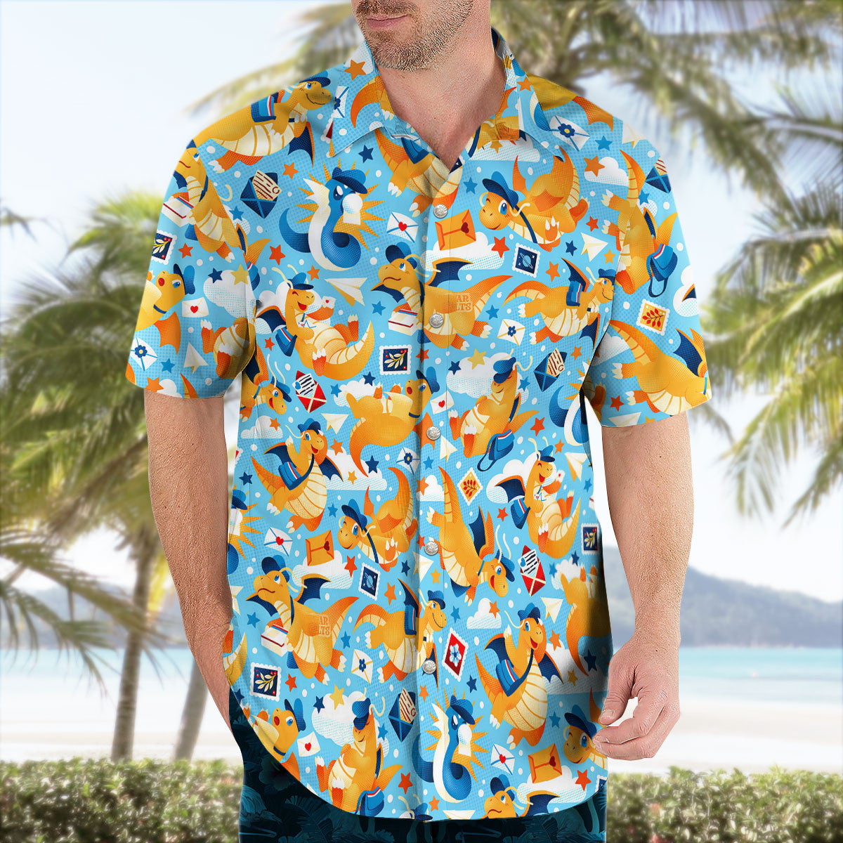 Blue Tropical Dragon Hawaiian Shirt