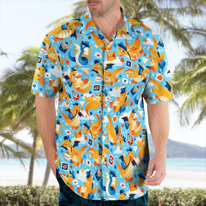 Blue Tropical Dragon Hawaiian Shirt