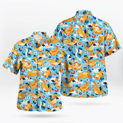 Blue Tropical Dragon Hawaiian Shirt