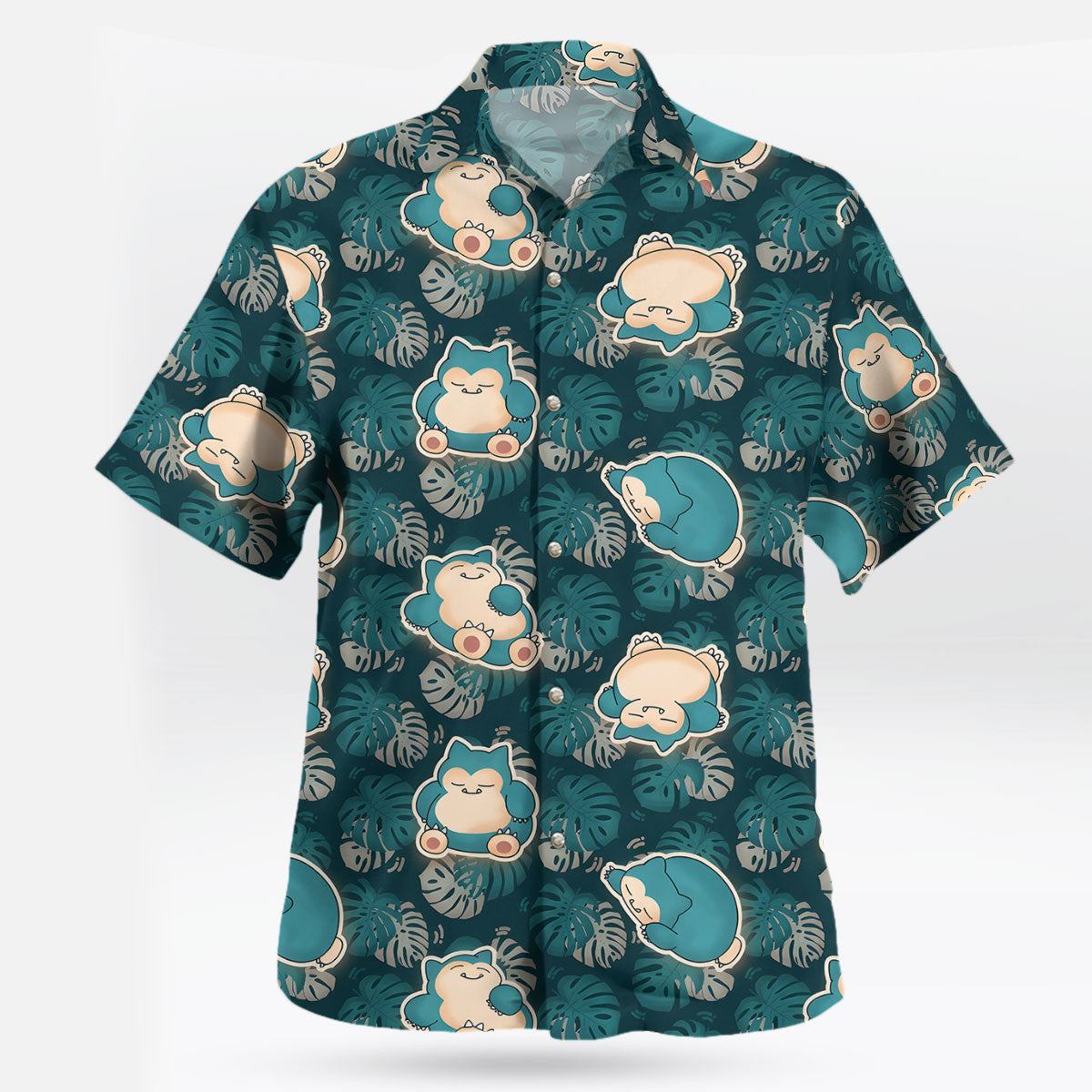 Snorlax Tropical Leaf Pokemon Hawaiian Shirt Blue Green