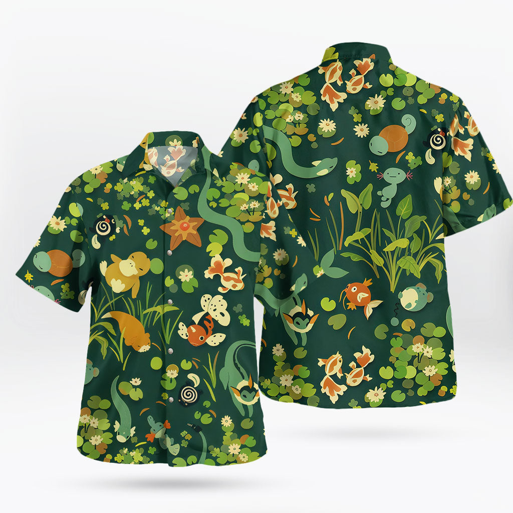 Water Type Short Sleeve Tropical Hawaiian Shirt