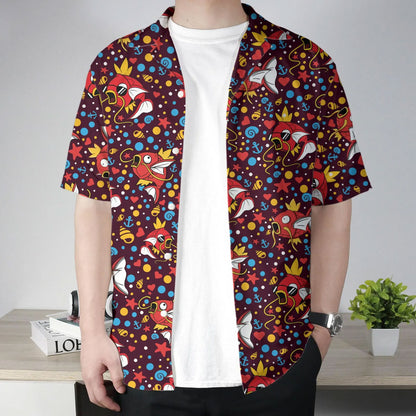 Burgundy Fish Pattern Hawaiian Shirt
