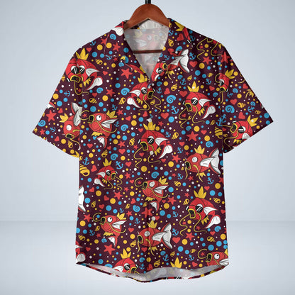 Burgundy Magikarp Pattern Pokemon Hawaiian Shirt