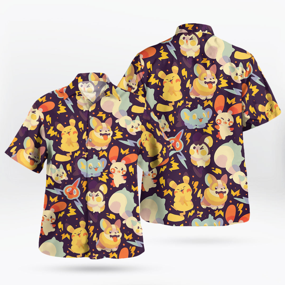 Yellow Character Friends Pattern Hawaiian Shirt