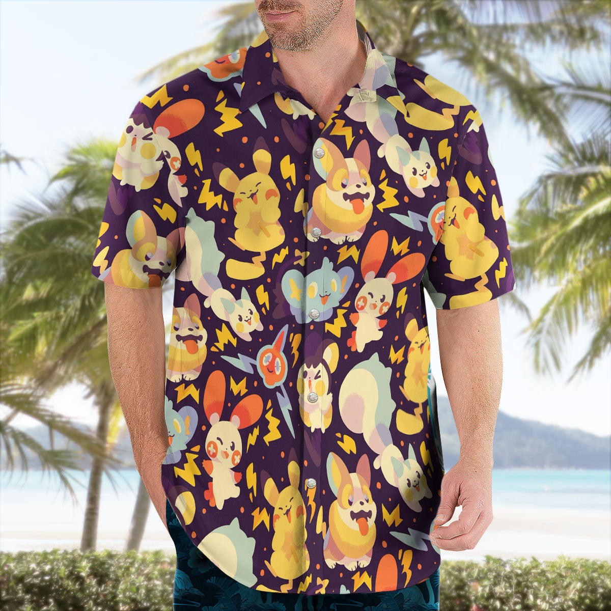 Yellow Character Friends Pattern Hawaiian Shirt