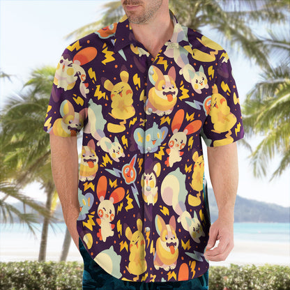 Yellow Character Friends Pattern Hawaiian Shirt