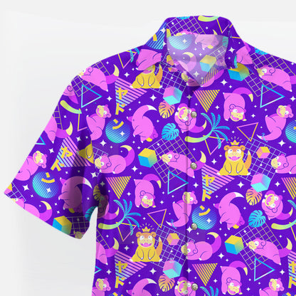 Purple Vaporwave Tropical Hawaiian Shirt