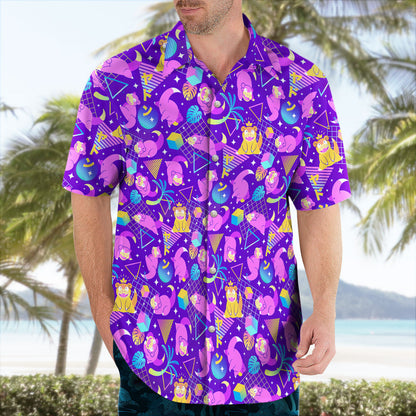 Purple Vaporwave Tropical Hawaiian Shirt