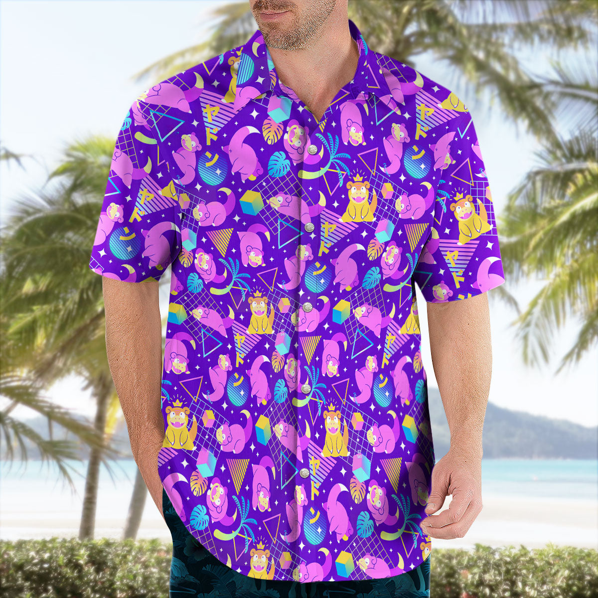 Purple Vaporwave Tropical Hawaiian Shirt