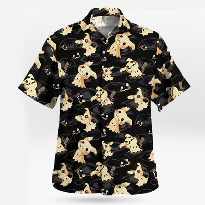Mimikyu Dark Ghost Pattern Pokemon Hawaiian Shirt