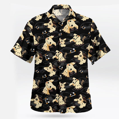 Mimikyu Dark Ghost Pattern Pokemon Hawaiian Shirt