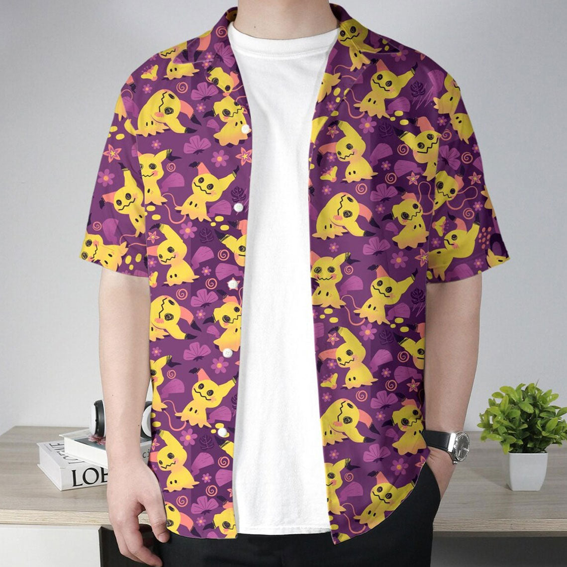 Purple Ghost Pattern Hawaiian Shirt