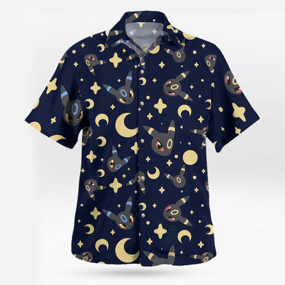 Umbreon Pokemon Hawaiian Shirt Black Aloha Vibes Button-Up