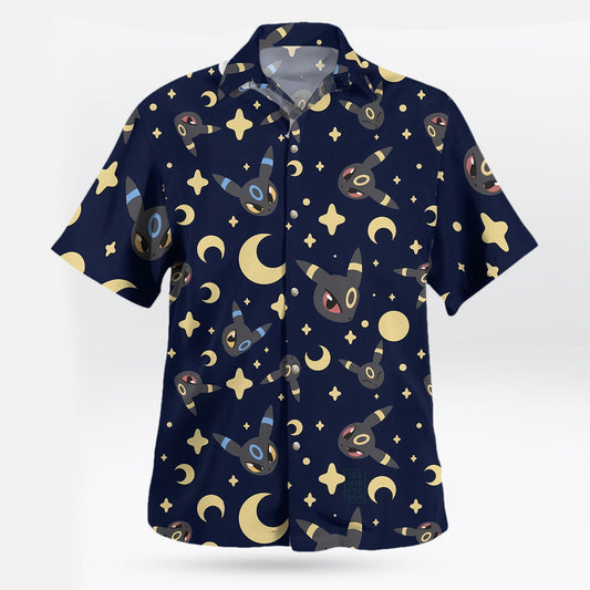 Umbreon Pokemon Hawaiian Shirt Black Aloha Vibes Button-Up