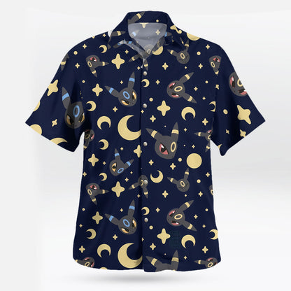 Umbreon Pokemon Hawaiian Shirt Black Aloha Vibes Button-Up