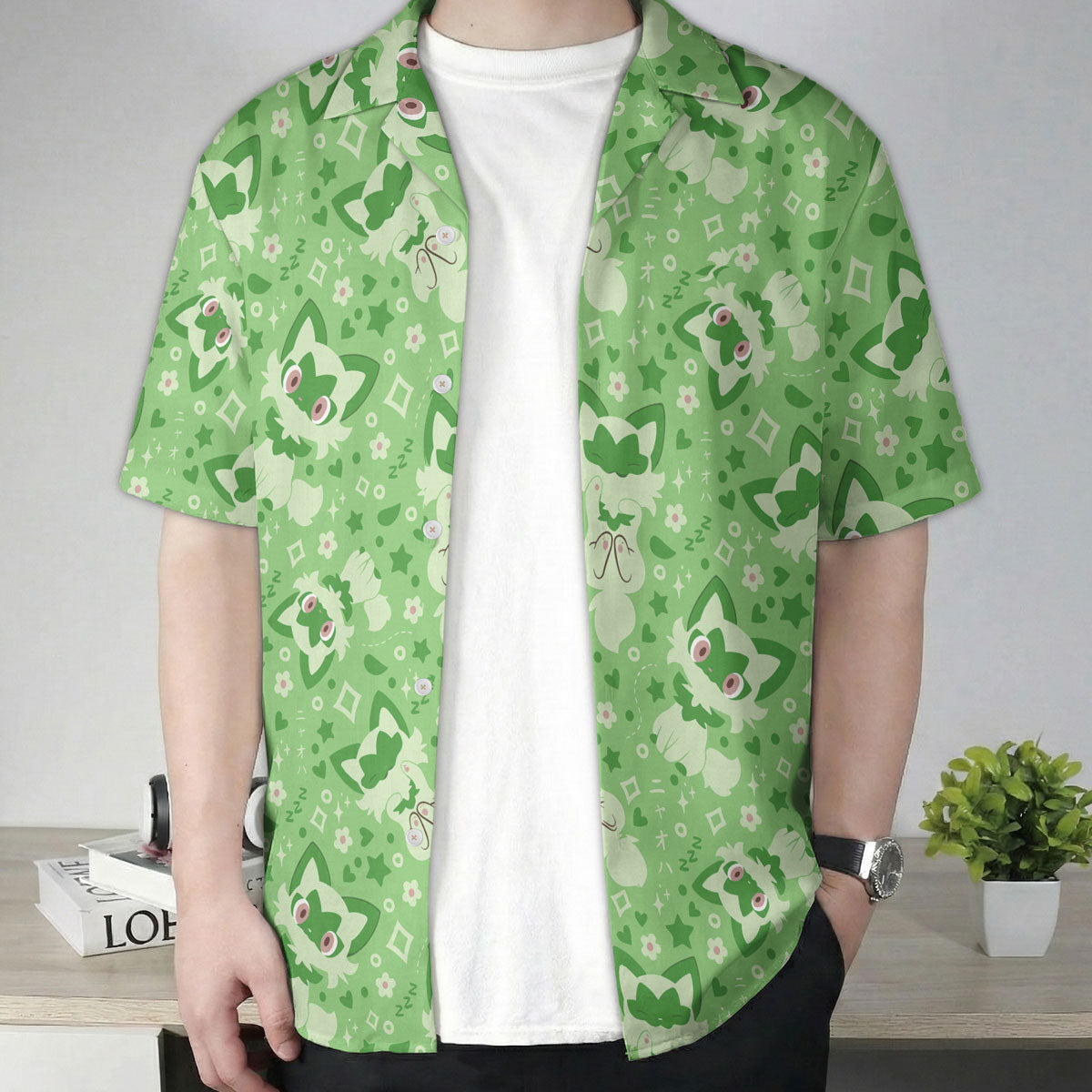Green Cute Pattern Hawaiian Shirt