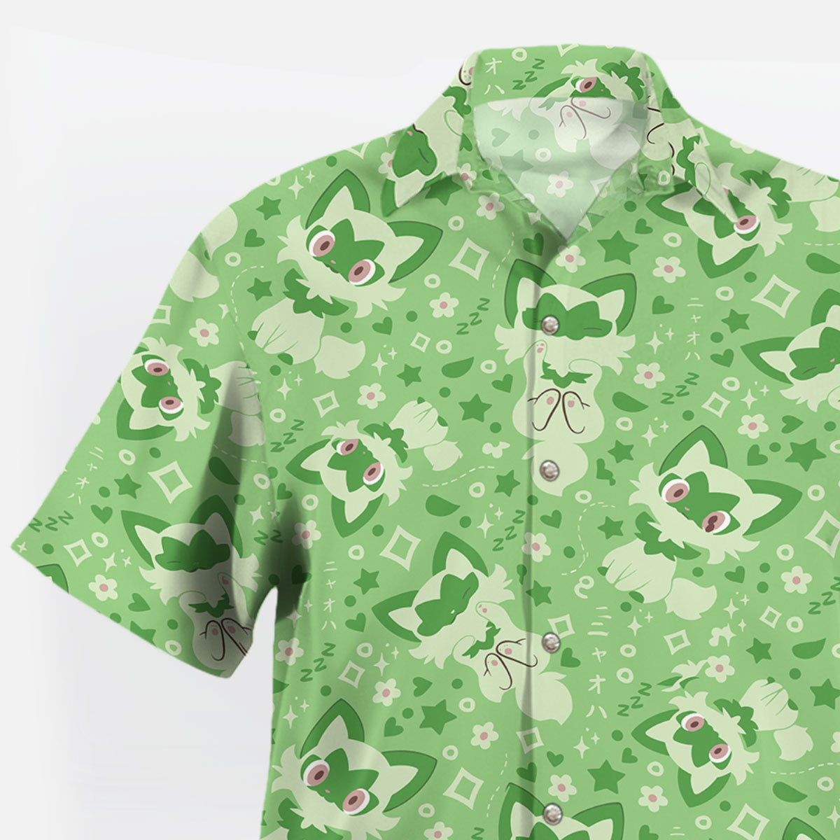 Green Cute Pattern Hawaiian Shirt