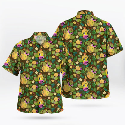 Brown Jungle Leaf Pattern Hawaiian Shirt