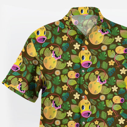 Brown Jungle Leaf Pattern Hawaiian Shirt