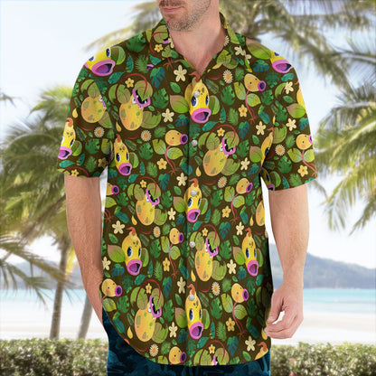 Brown Jungle Leaf Pattern Hawaiian Shirt