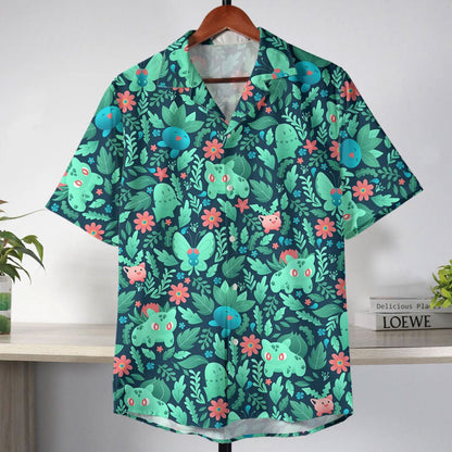 Bulbasaur Pokemon Hawaiian Shirt Tropical Grass Type Aloha Shirt