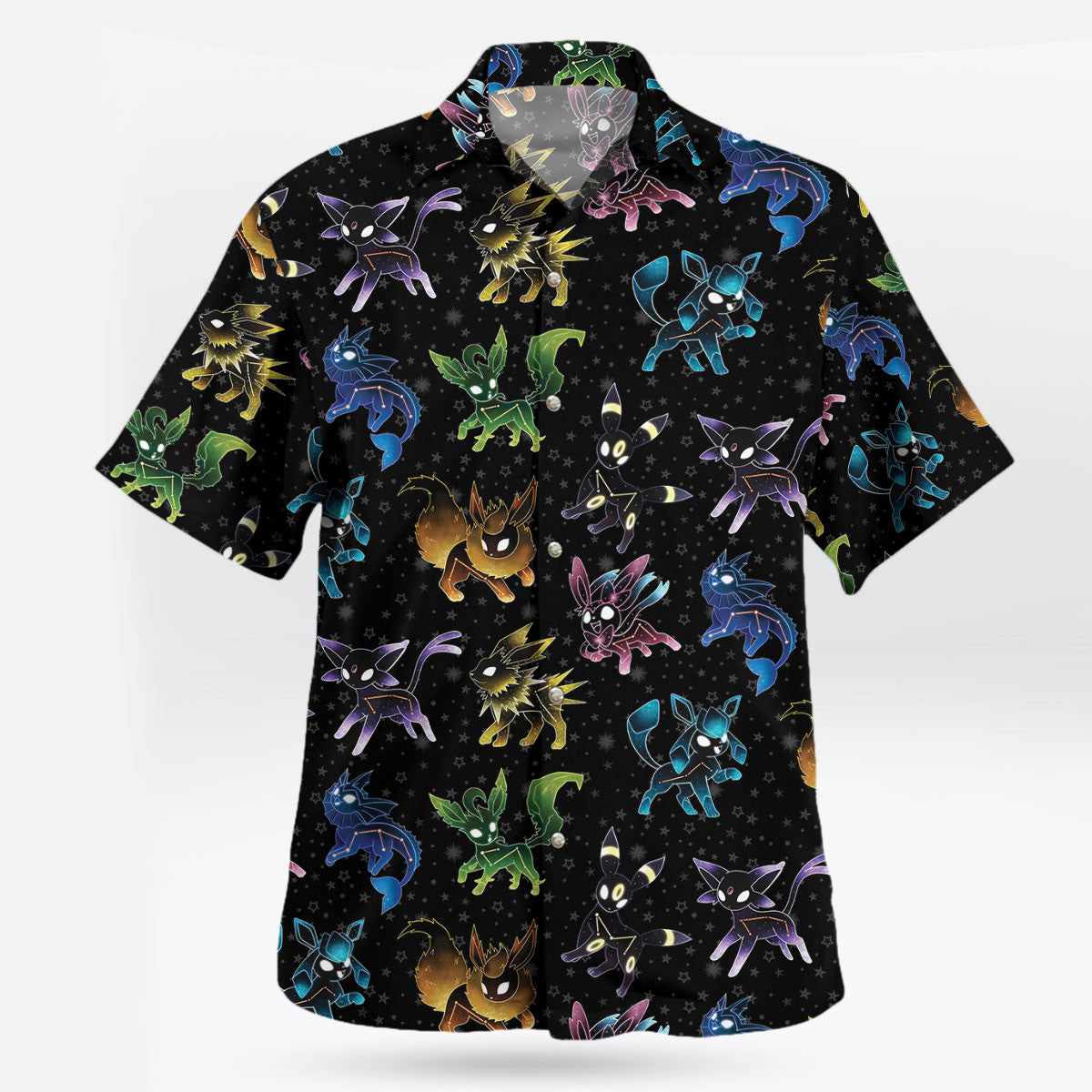 Eeveelution Galaxy Pokemon Hawaiian Shirt Black