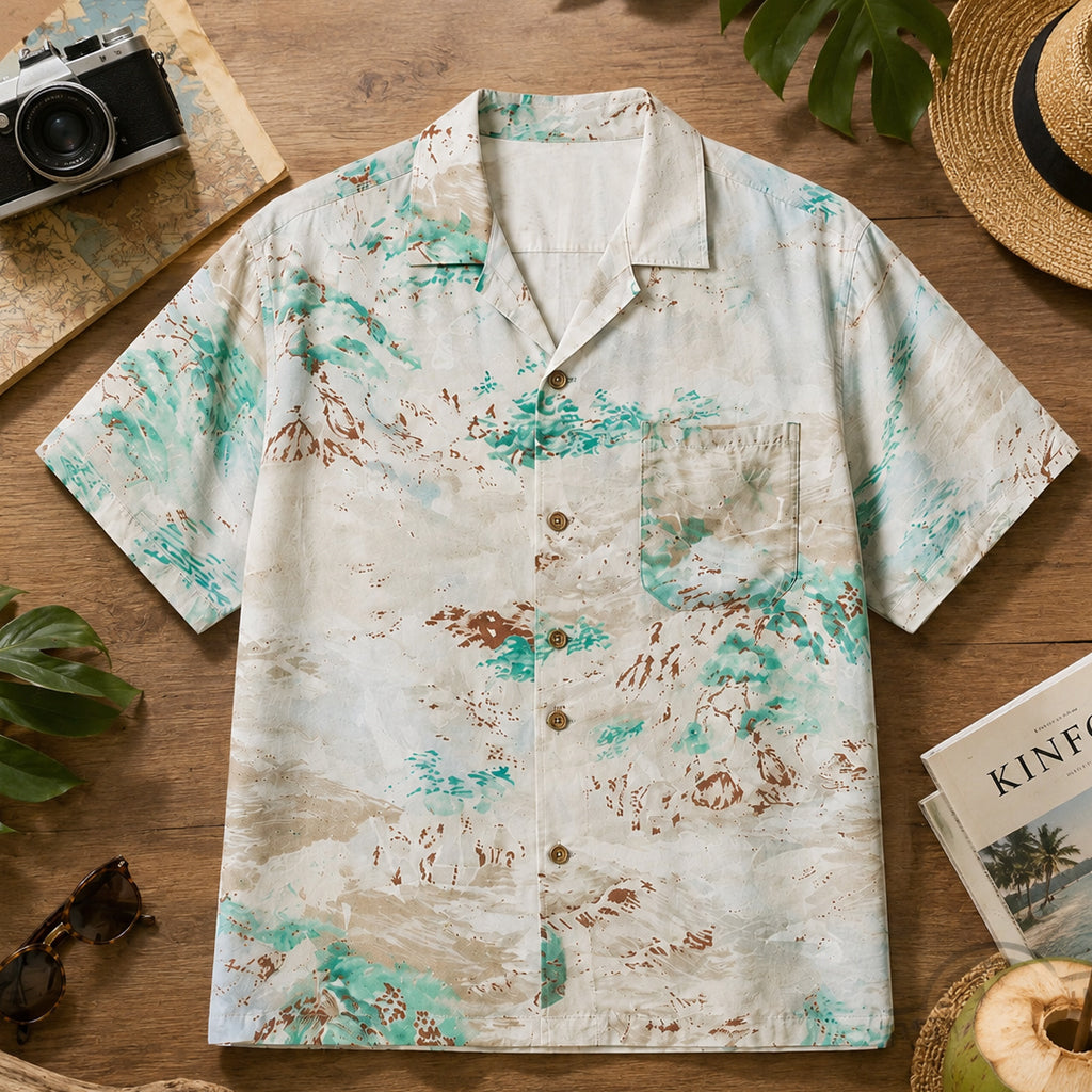 Elegant Abstract Watercolor Tropical Hawaiian Shirt