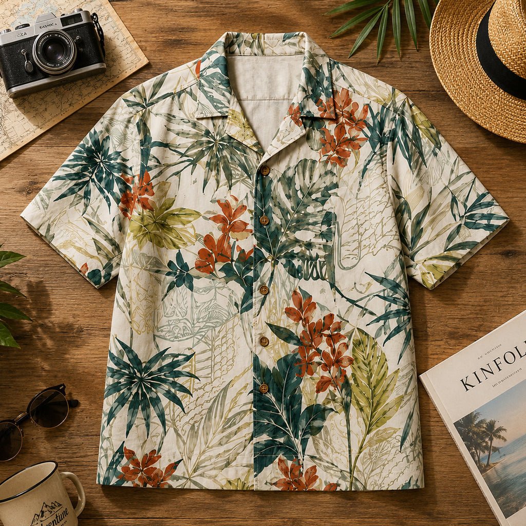 Elegant Tropical Botanical Hawaiian Shirt
