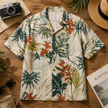 Elegant Tropical Botanical Hawaiian Shirt