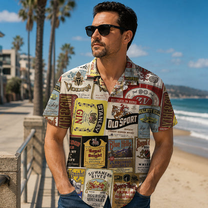 1940s Old Wine Label Hawaiian Shirt