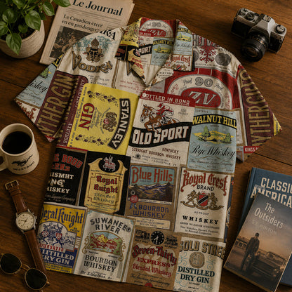 1940s Old Wine Label Hawaiian Shirt