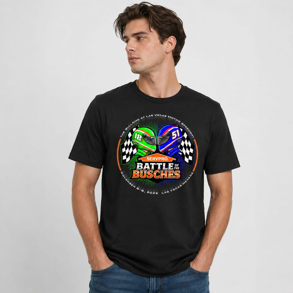 Unisex Family Battle Of The Busches Graphic Shirt for Racing Fans
