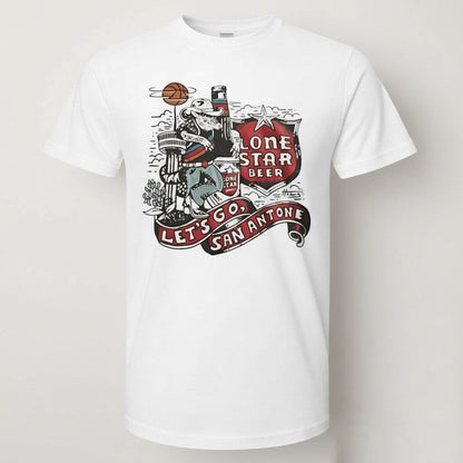 Unisex Lone Star Beer Lets Go San Antonio Spurs Graphic Shirt for Basketball Fans