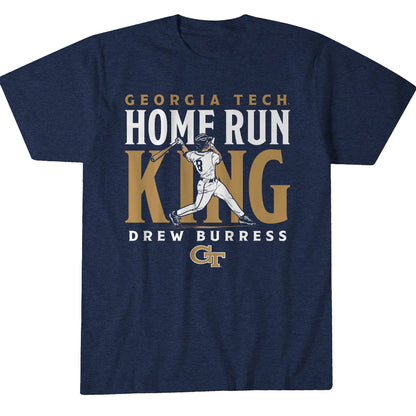 Unisex Georgia Tech Baseball Drew Burress Home Run King Graphic Shirt for Baseball Fans