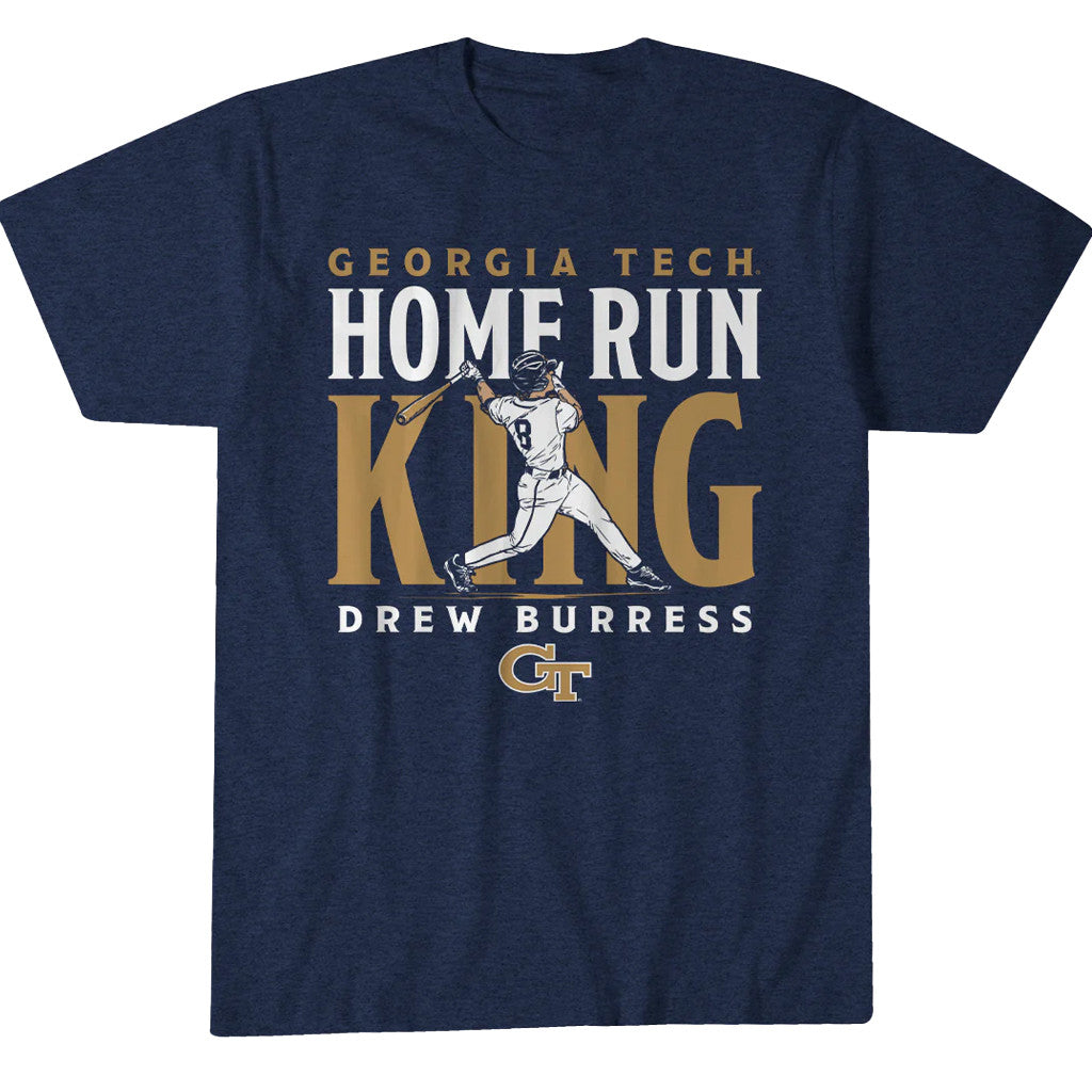 Unisex Georgia Tech Baseball Drew Burress Home Run King Graphic Shirt for Baseball Fans