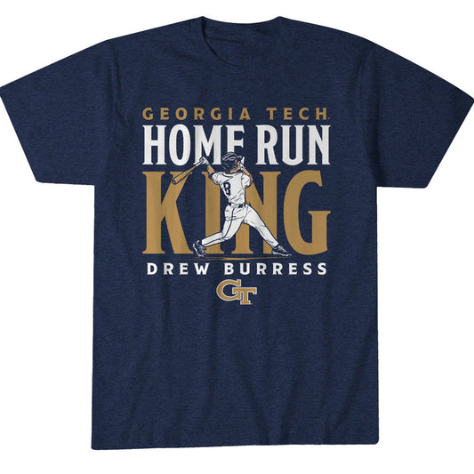 Unisex Georgia Tech Baseball Drew Burress Home Run King Graphic Shirt for Baseball Fans