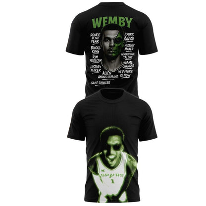 Unisex San Antonio Spurs Victor Wembanyama Wemby Alien Graphic T-Shirt 2026 for Basketball Fans