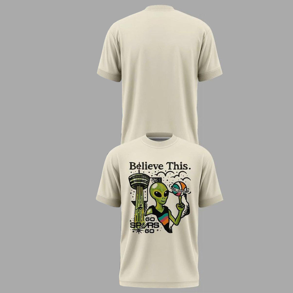 Unisex San Antonio Spurs Wemby Alien Beige Graphic Shirt 2026 for Basketball Fans