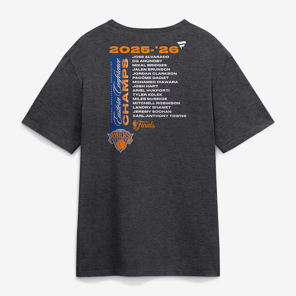 Unisex Eastern Conference Champions Roster Charcoal Graphic T-Shirt 2026 for Basketball Fans
