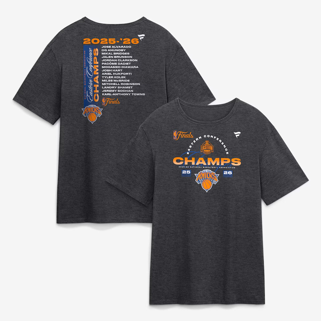 Unisex New York Knicks Eastern Conference Champions Roster Charcoal Graphic T-Shirt 2026 for Basketball Fans