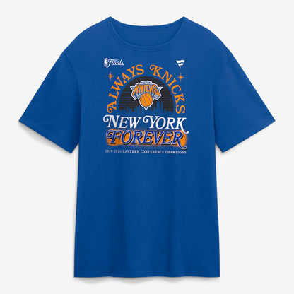 Unisex New York Knicks Eastern Conference Champions Hometown Blue Graphic T-Shirt 2025-2026 for Basketball Fans