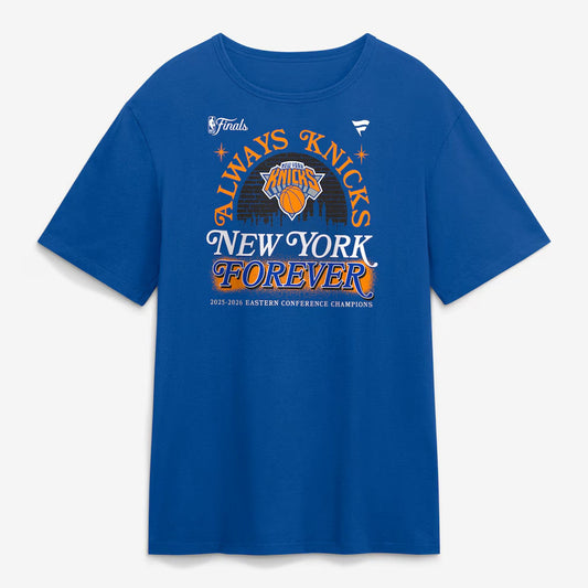Unisex New York Knicks Eastern Conference Champions Hometown Blue Graphic T-Shirt 2025-2026 for Basketball Fans