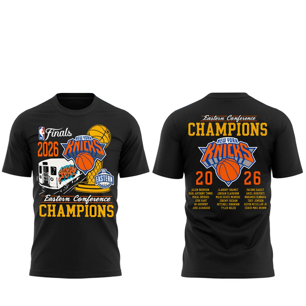 Unisex New York Knicks Eastern Conference Finals Train Graphic Shirt 2026 for Basketball Fans