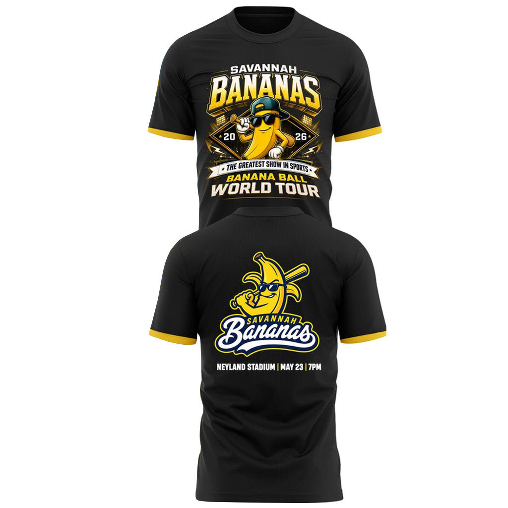 Unisex Savannah Bananas Banana Ball World Tour Neyland Stadium Graphic T-Shirt 2026 for Baseball Fans