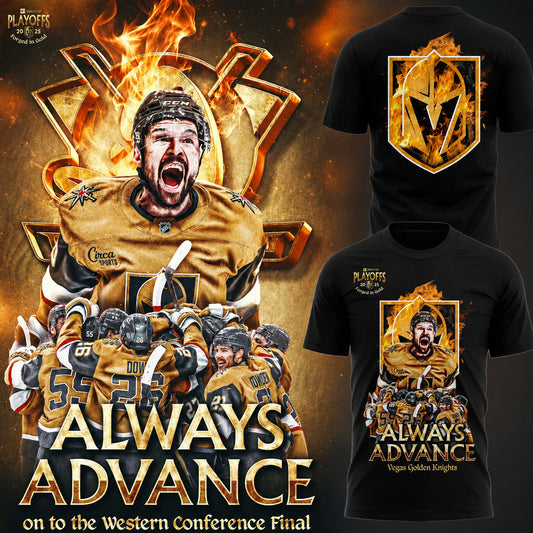 Unisex Vegas Golden Knights Always Advance Playoffs Graphic Shirt 2026 for Hockey Fans