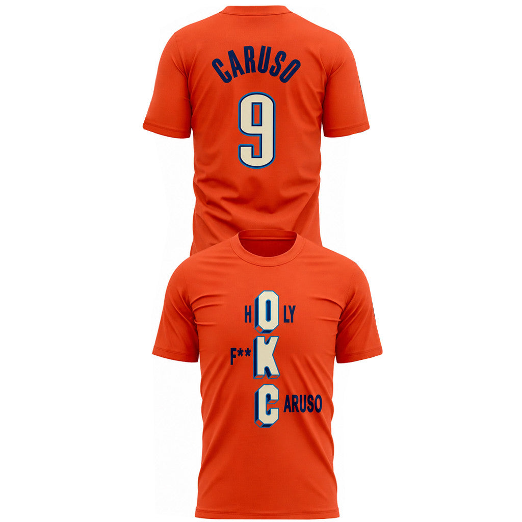 Unisex Oklahoma City Thunder Holy F Caruso Graphic Shirt for Basketball Fans