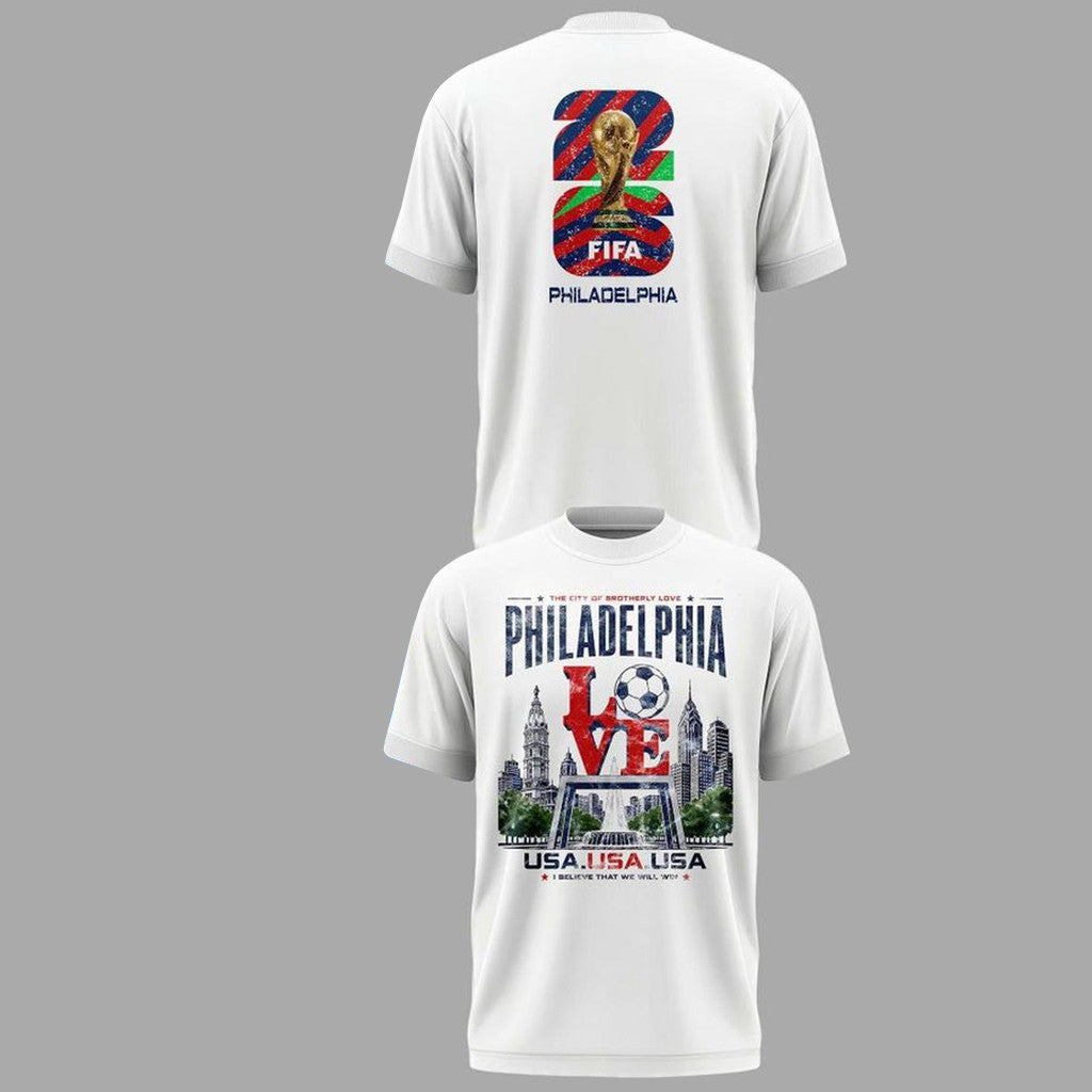 Unisex Global Soccer Event 2026 Host City Philadelphia USA Graphic Shirt for Soccer Fans