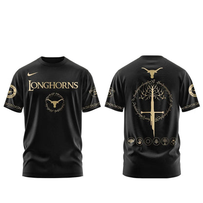 Unisex Texas Longhorns Lord Of The Rings 2026 Black Graphic Shirt for College Sports Fans
