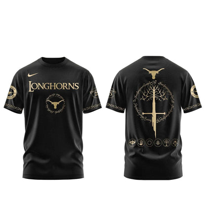 Unisex Texas Longhorns Lord Of The Rings 2026 Black Graphic Shirt for College Sports Fans
